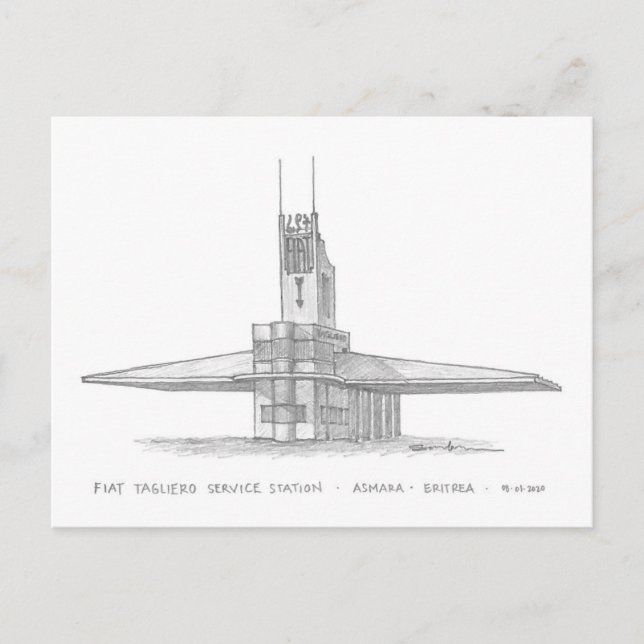 Postal Estación de servicio Fiat Tagliero, Asmara, Eritre (Anverso)