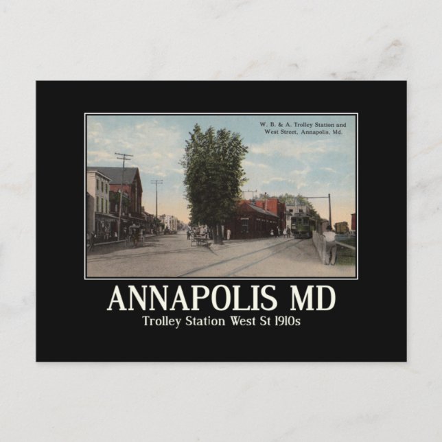 Postal Estación de tranvía de Annapolis MD, inspirada en  (Anverso)