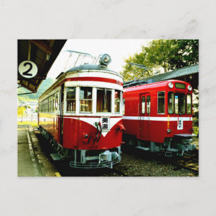 Postal Estación de tren antigua de Mino, Japón