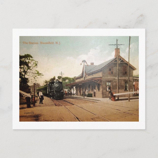 Postal Estación de tren, Bloomfield, New Jersey Vintage (Anverso)
