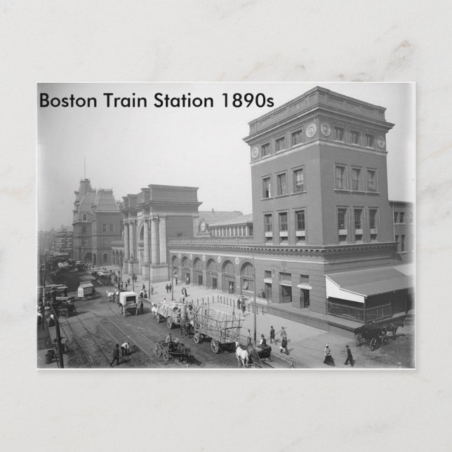 Postal "Estación de tren de Boston, años 1890" (Anverso)
