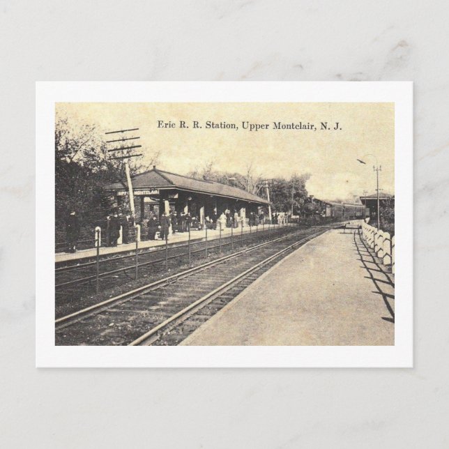 Postal Estación de tren de Erie, Upper Montclair, NJ Vint (Anverso)