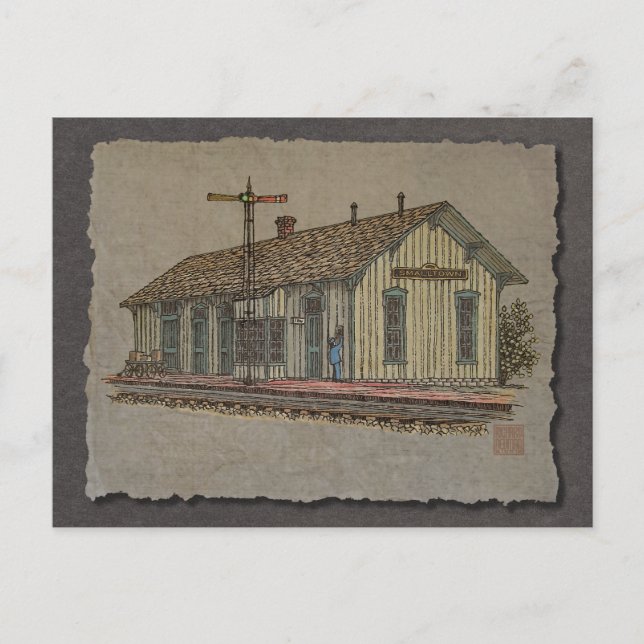Postal Estación de tren de la ciudad pequeña (Anverso)