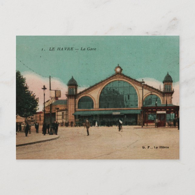 Postal Estación de tren de Le Havre Fotochrom Francia 191 (Anverso)