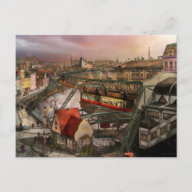 Postal Estación de tren - Ferrocarril de suspensión Wuppe (Anverso)