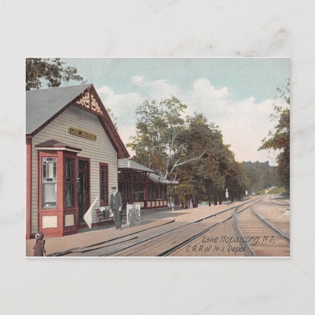 Postal Estación de tren, Lago Hopatcong, Nueva Jersey Vin (Anverso)