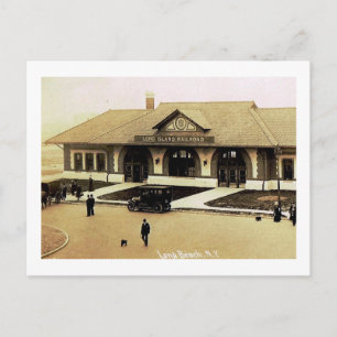 Postal Estación de tren, Long Beach, Long Island, NY Vint