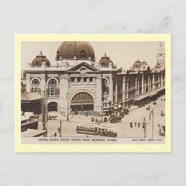 Postal Estación de tren, Melbourne, Australia Vintage (Anverso)