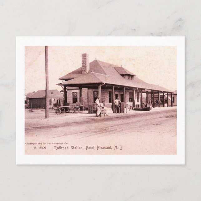 Postal Estación de tren, Point Pleasant, New Jersey Vinta (Anverso)