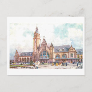 Postal Estación de tren vintage en Krefeld, Alemania,
