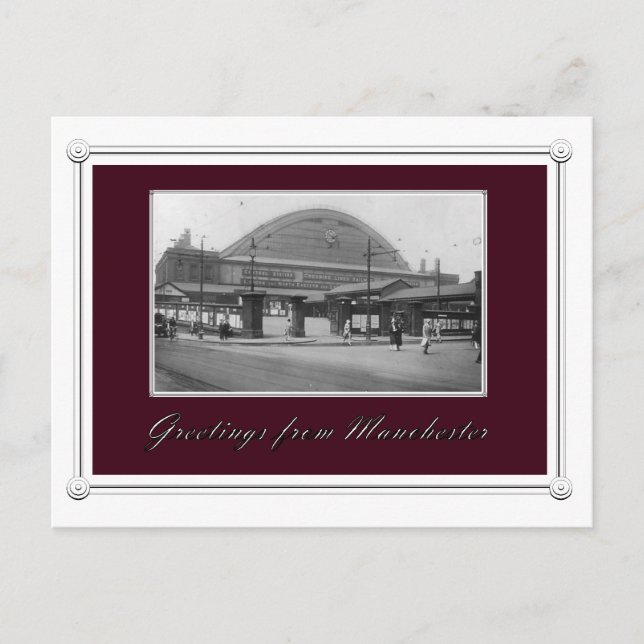 Postal Estación de tren Vintage Manchester (Anverso)