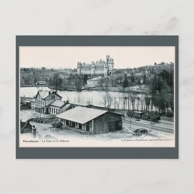 Postal Estación de tren Vintage Pierrefonds Oise Castle (Anverso)