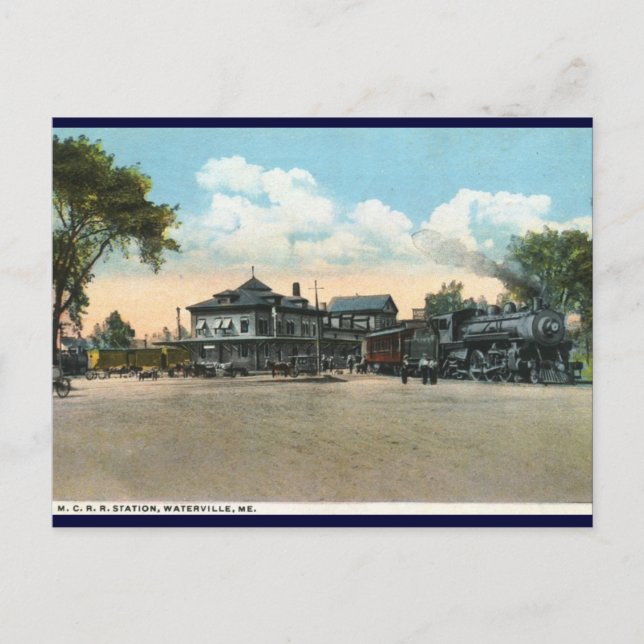 Postal Estación de tren, Waterville, ME 1920 Vintage (Anverso)