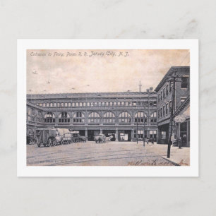 Postal Estación de tren y transbordador, vintage 1906 de