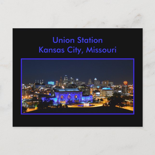 Postal Estación de Unión de la Ciudad de Kansas en Azul (Anverso)
