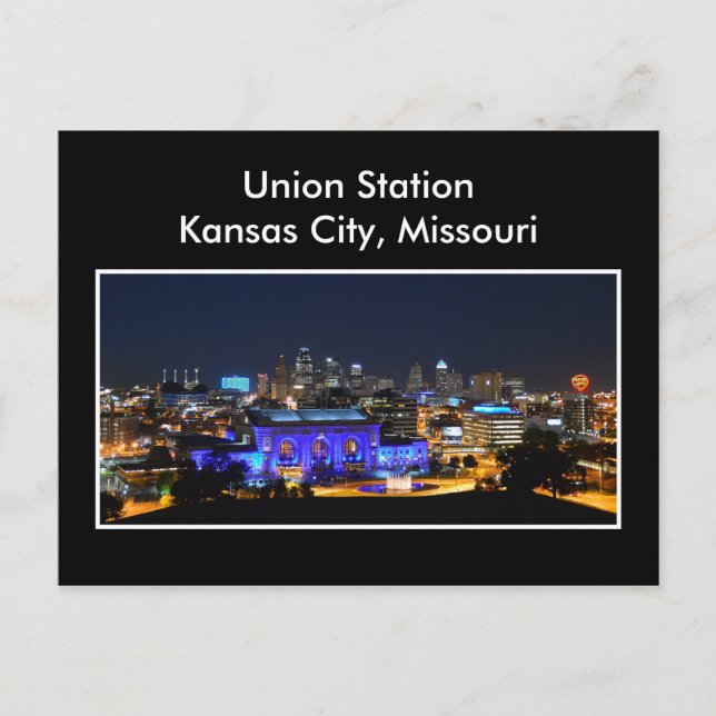Postal Estación de Unión de la Ciudad de Kansas en Azul (Anverso)
