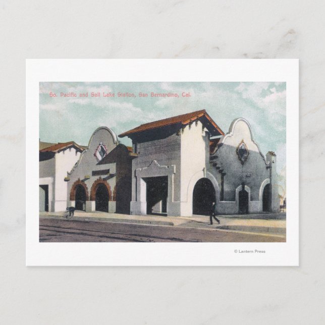 Postal Estación del Pacífico Sur y Lago Salado (Anverso)