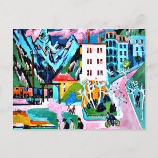 Postal Estación en Davos, pintura de Ernest Ludwig Kirchn