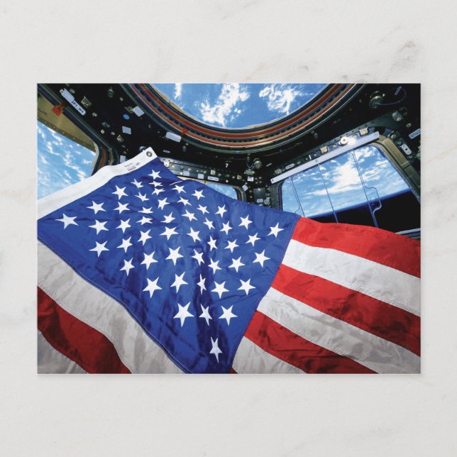 Postal Estación Espacial Bandera Americana Oposición de l (Anverso)