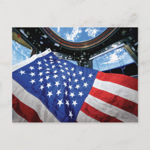 Postal Estación Espacial Bandera Americana Órbita Terrest