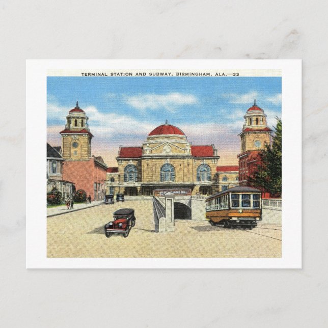 Postal Estación y metro, Birmingham, Alabama Vintage (Anverso)
