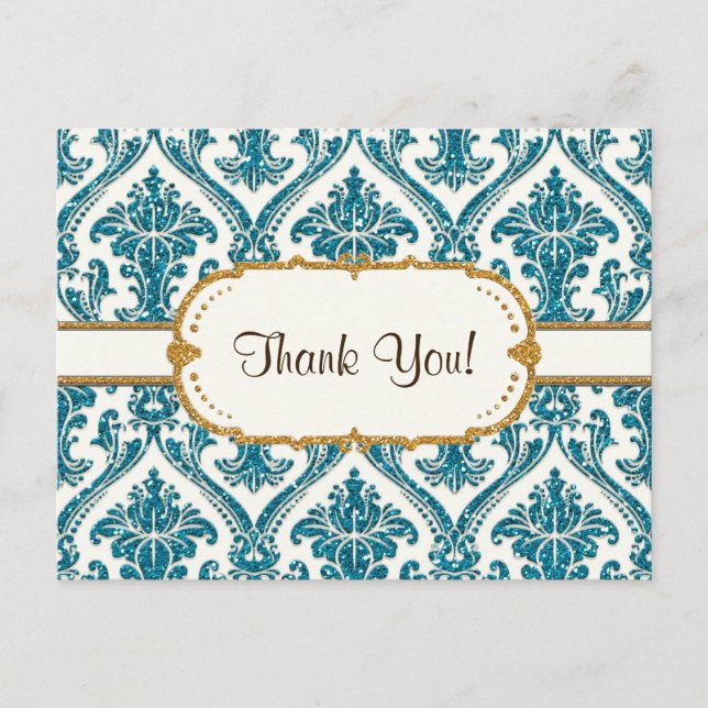 Postal Estacionamiento de patrón floral Faux Gold Purpuri (Anverso)