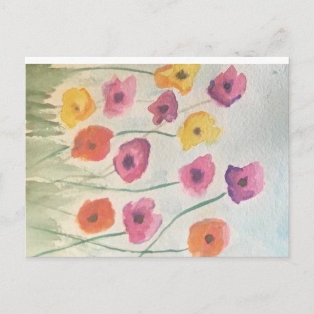Postal Estacionario de flores coloridas (Anverso)