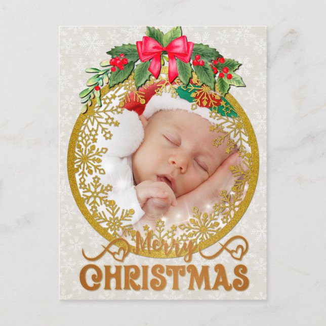 Postal estadísticas de nacimiento de nuevo bebé Navidad (Anverso)