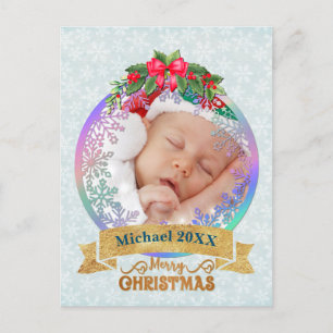 Postal Estadísticas de nacimiento de nuevo bebé Navidad, 