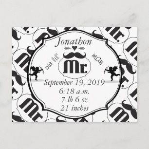 Postal estadísticas del bebé niño pequeño Sr. Bigote