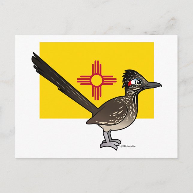 Postal Estado Birdorable de Nuevo México: Roadrunner (Anverso)