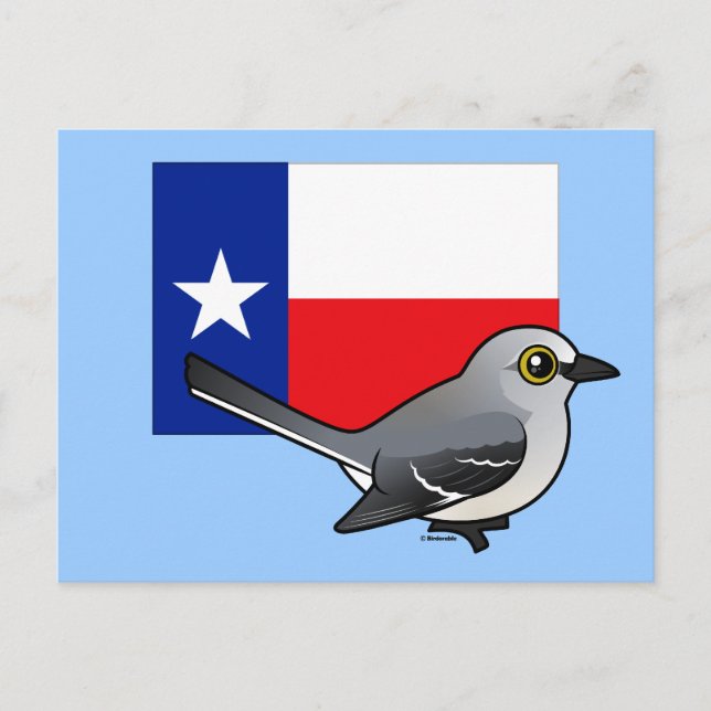 Postal Estado Birdorable de Texas: Mockingbird (Anverso)