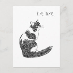 Postal Estado de ánimo del gato sarcástico: Bien. Gracias