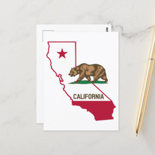 Postal Estado de California Oso y Bandera