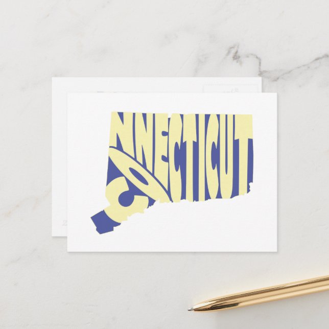 Postal Estado de Connecticut Nombre de palabra arte amari (Anverso/Reverso In Situ)