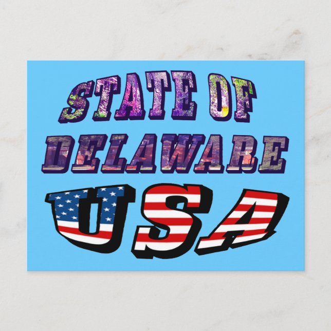 Postal Estado de Delaware Estados Unidos Photo & Flag Tex (Anverso)