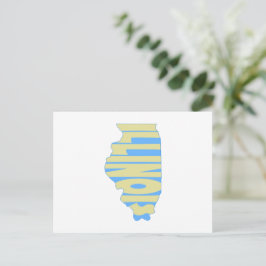 Postal Estado de Illinois Nombre Word Arte Amarillo