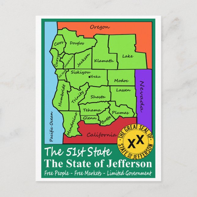 Postal Estado de Jefferson (Anverso)