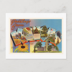 Postal Estado de Kansas KS Antiguo recuerdo de viajes vin