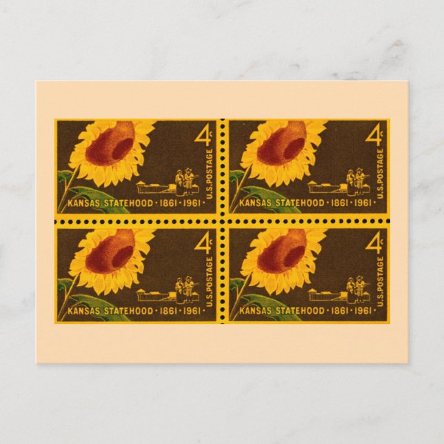 Postal Estado de Kansas, Sunflower Vintage (Anverso)