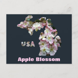 Postal Estado de Michigan y flores de Apple