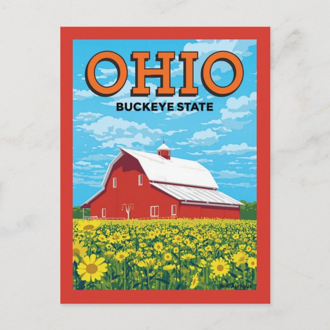 Postal Estado de Ohio Buckeye Antiguo Granero Vintage (Anverso)