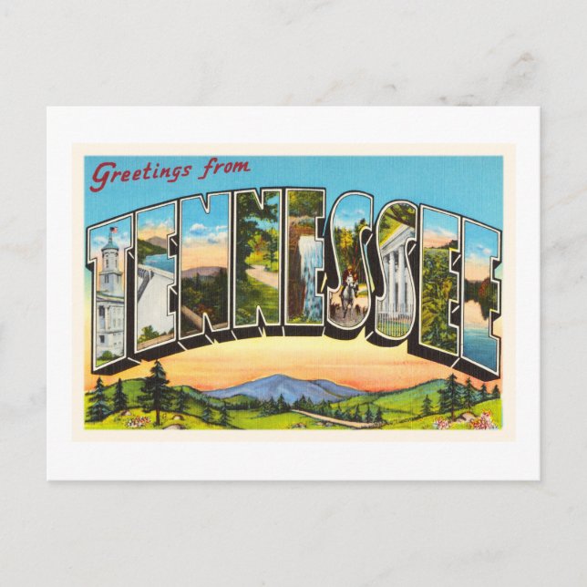 Postal Estado de Tennessee TN antiguo recuerdo de viaje v (Anverso)