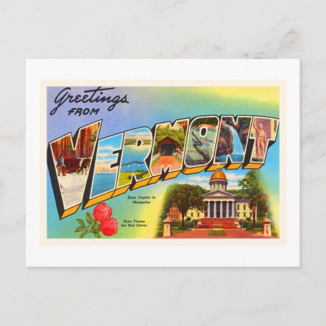 Postal Estado de Vermont VT Viejo recuerdo de viajes de é (Anverso)