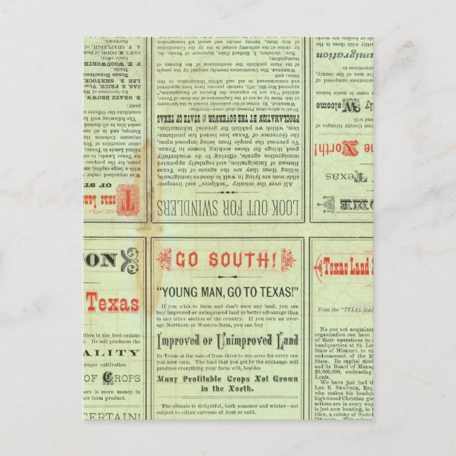 Postal Estado de Verso de Texas (Anverso)