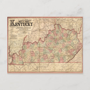 Postal Estado del mapa de Kentucky de James Lloyd (1862)