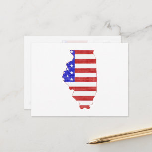 Postal Estado patriótico de Illinois en forma de bandera