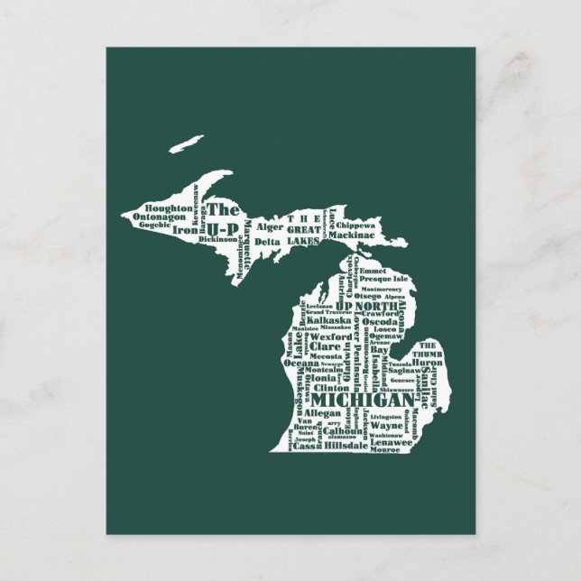 Postal Estado Verde de las ciudades de Michigan (Anverso)