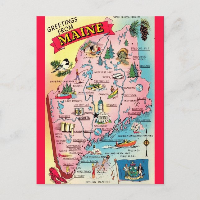 Postal Estado Vintage de Maine Postcard (Anverso)