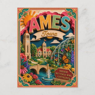 Postal Estados de PopCut Ames Iowa Arte en Papel